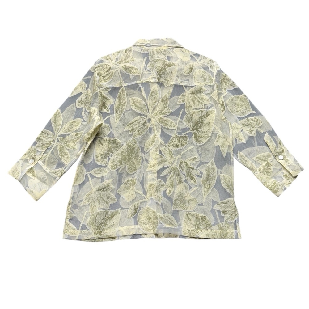 Multiples Sheer Leaf Print Plus Size Button Top 1x - image 2